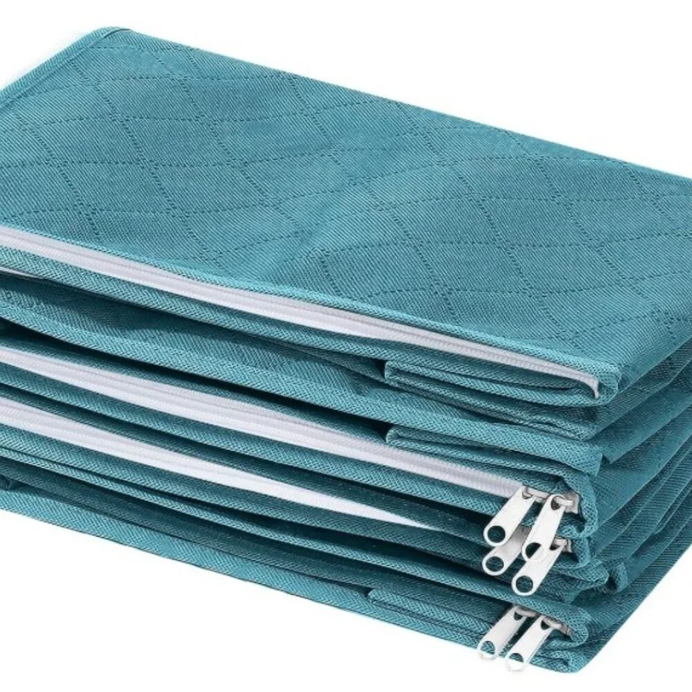 UNDER THE BED TEAL LARGE FOLDABLE STORAGE BAGS CLOTHING BEDDING CLOSET ORGANIZER